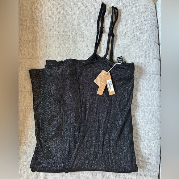 Skims Soft Lounge Slip Maxi Dress in Onyx Foil Glitter NWT - Picture 3 of 4